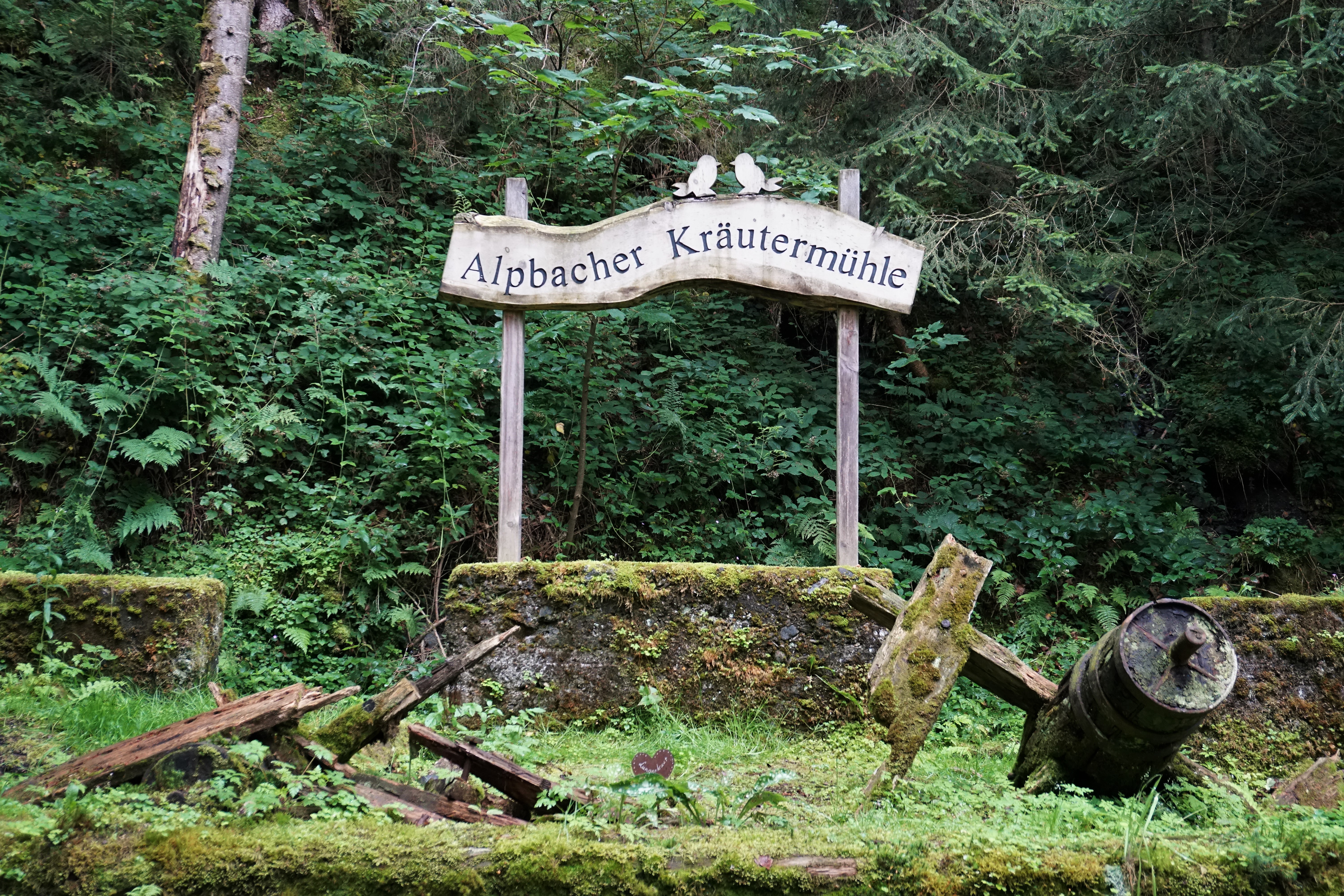 Sign showing the location of the Alpbach Herb Mill during our hike